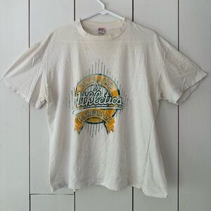 VTG 80s BYC Oakland Athletics Baseball T-Shirt Sz L Single Stitch Made in Korea